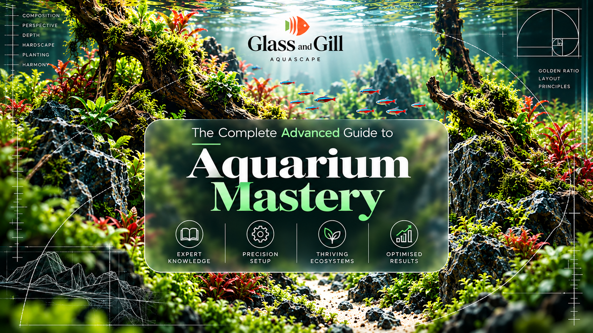 Advanced aquarium mastery banner showing a highly refined freshwater aquarium designed around deliberate system control and long-term stability.