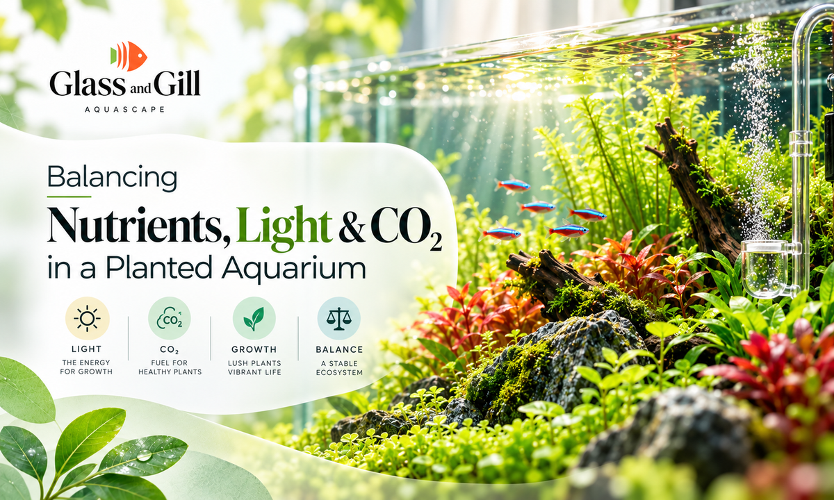 Planted aquarium optimisation banner focused on nutrients, lighting, CO2 and healthy plant growth.