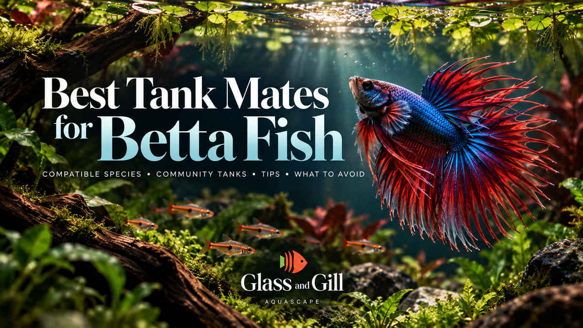 Betta fish with peaceful compatible tank mates in a planted community aquarium
