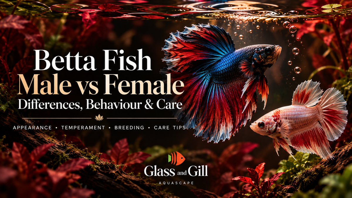 Male and female Betta fish for comparison of appearance behaviour and care