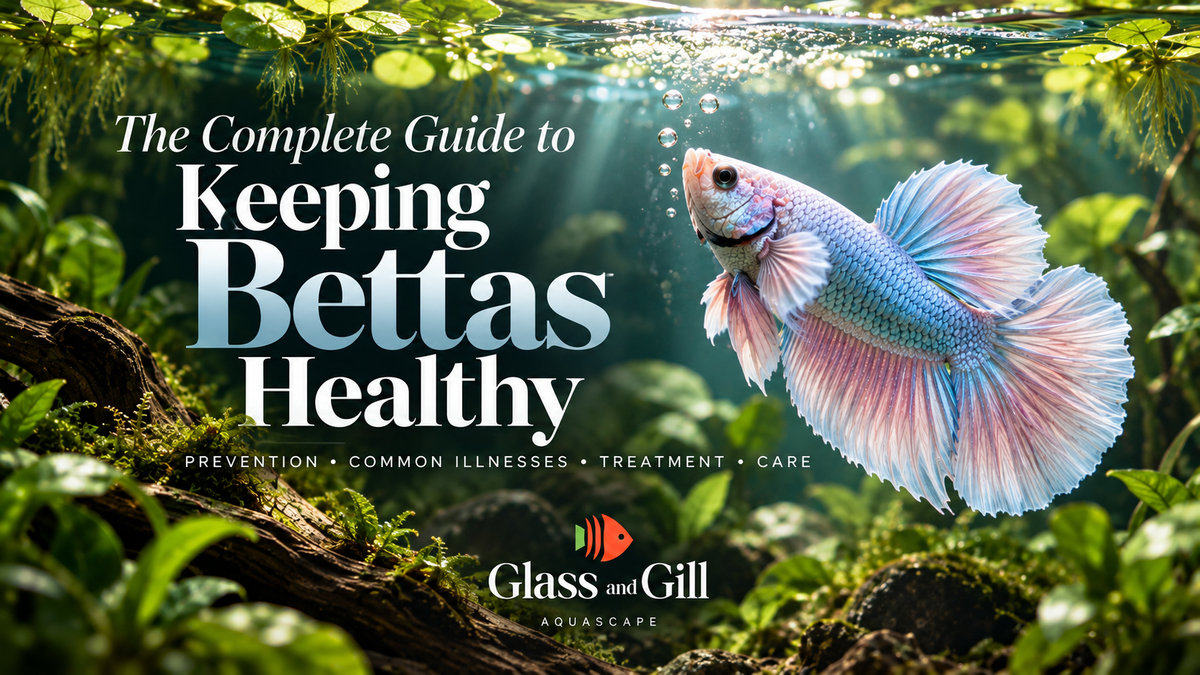 Healthy Betta fish in clean warm planted aquarium conditions