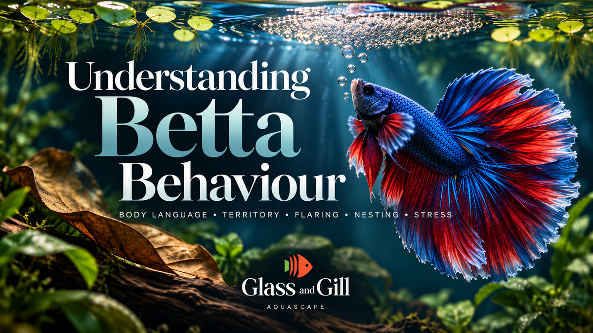 Betta fish displaying natural behaviour in a planted aquarium
