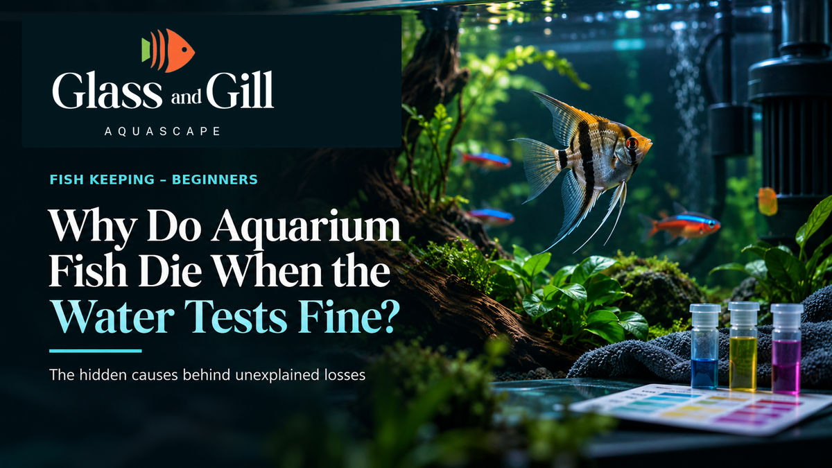 Aquarium fish water tests guide with angelfish and testing vials