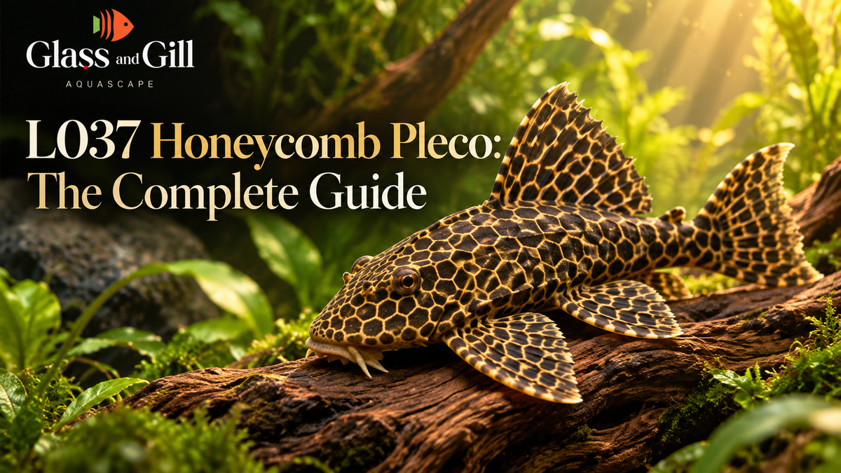 Editorial illustration of the L037 Honeycomb Pleco; not a verified identification image.