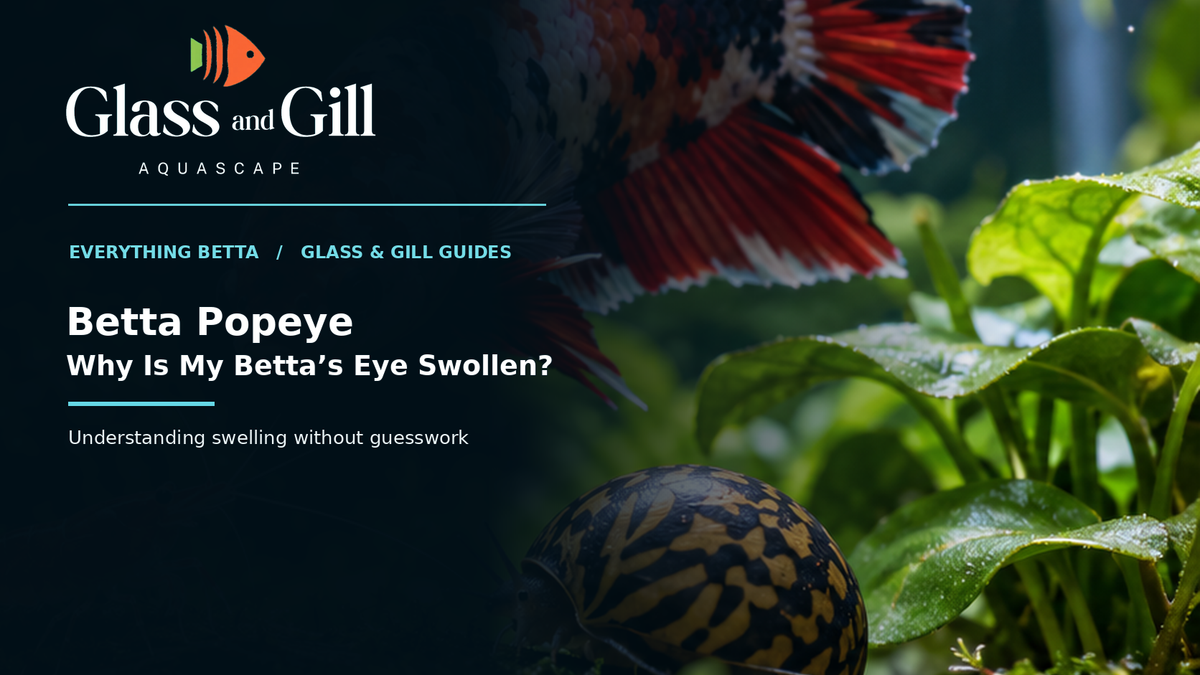 Betta health guide cover with colourful fish and aquarium plants about swollen eyes
