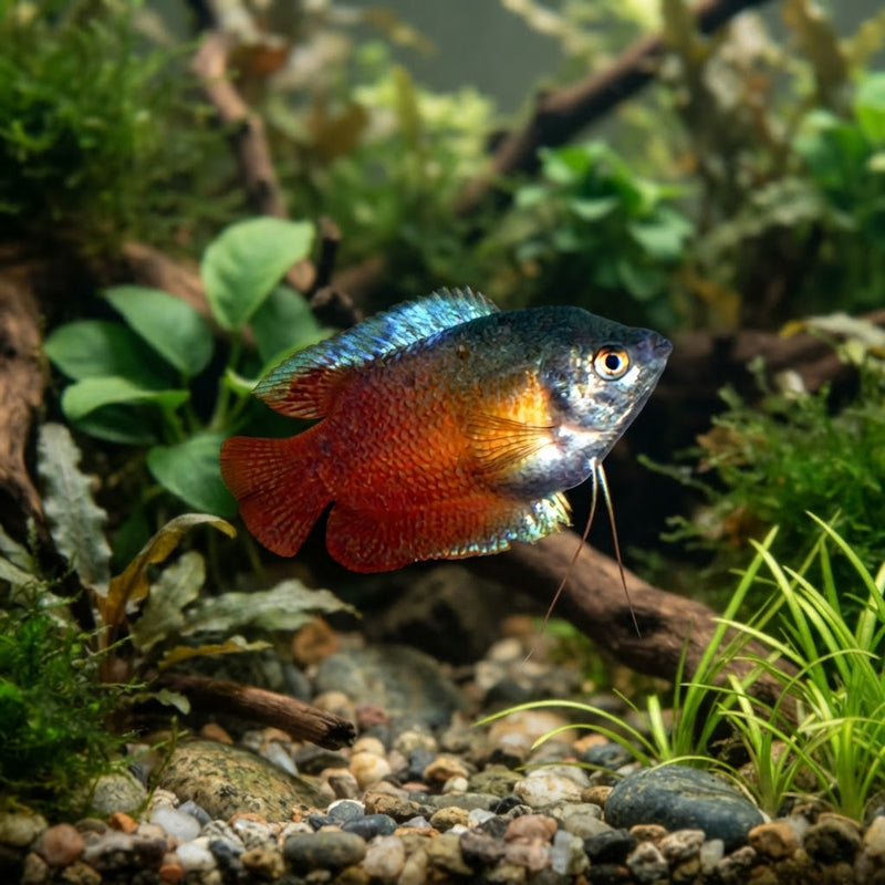 Blood Red Dwarf Gourami natural aquarium image