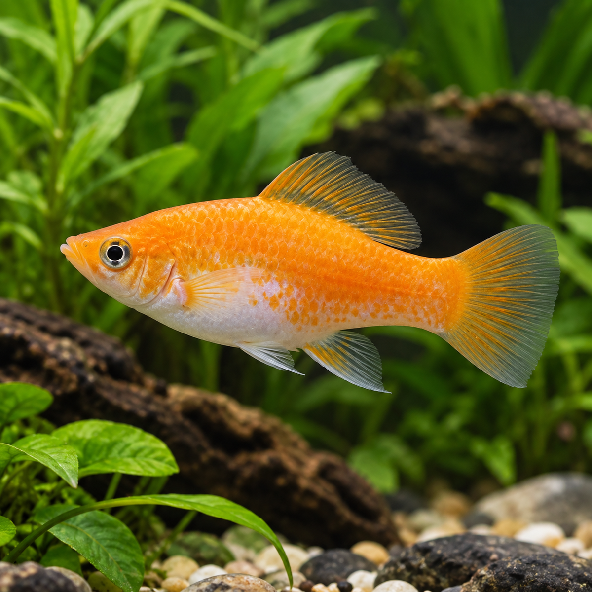 Representative orange-white assorted Molly; actual standard colour varies