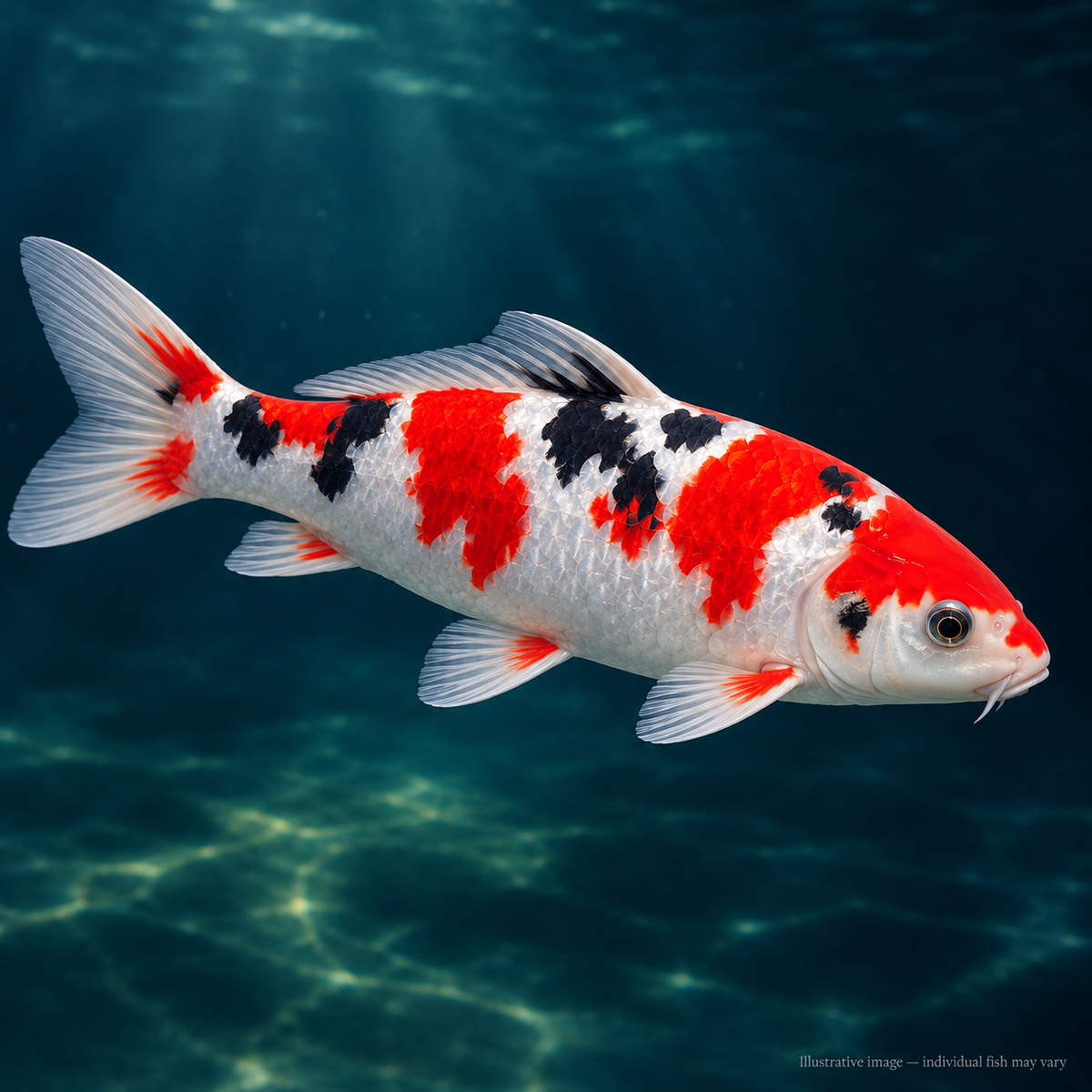 NND Sanke female Nisai — AI illustrative image; not the actual fish being sold