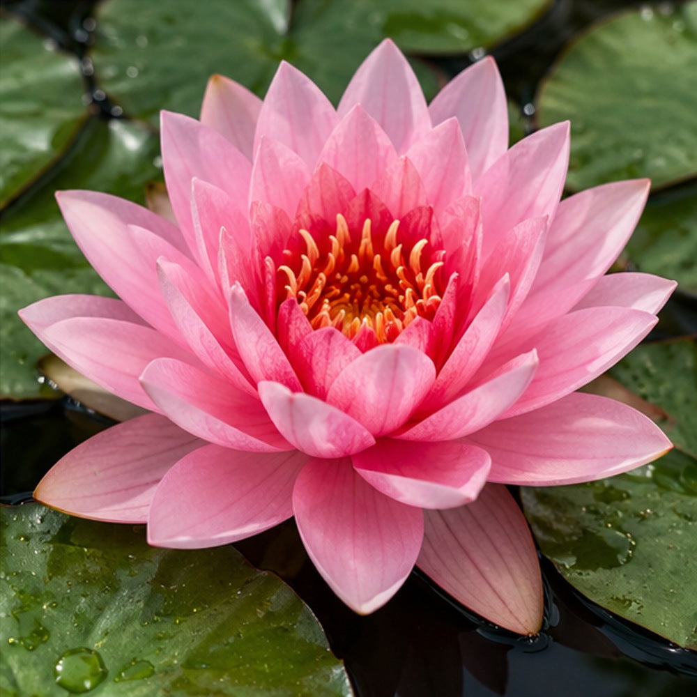Medium Pink Water Lily – Mrs Richmond – representative plant image, actual plant and flowering stage may vary