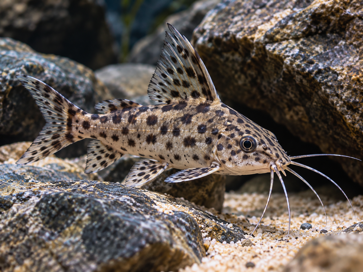 Illustrative spotted Synodontis; Dwarf Lake supplier species identification pending