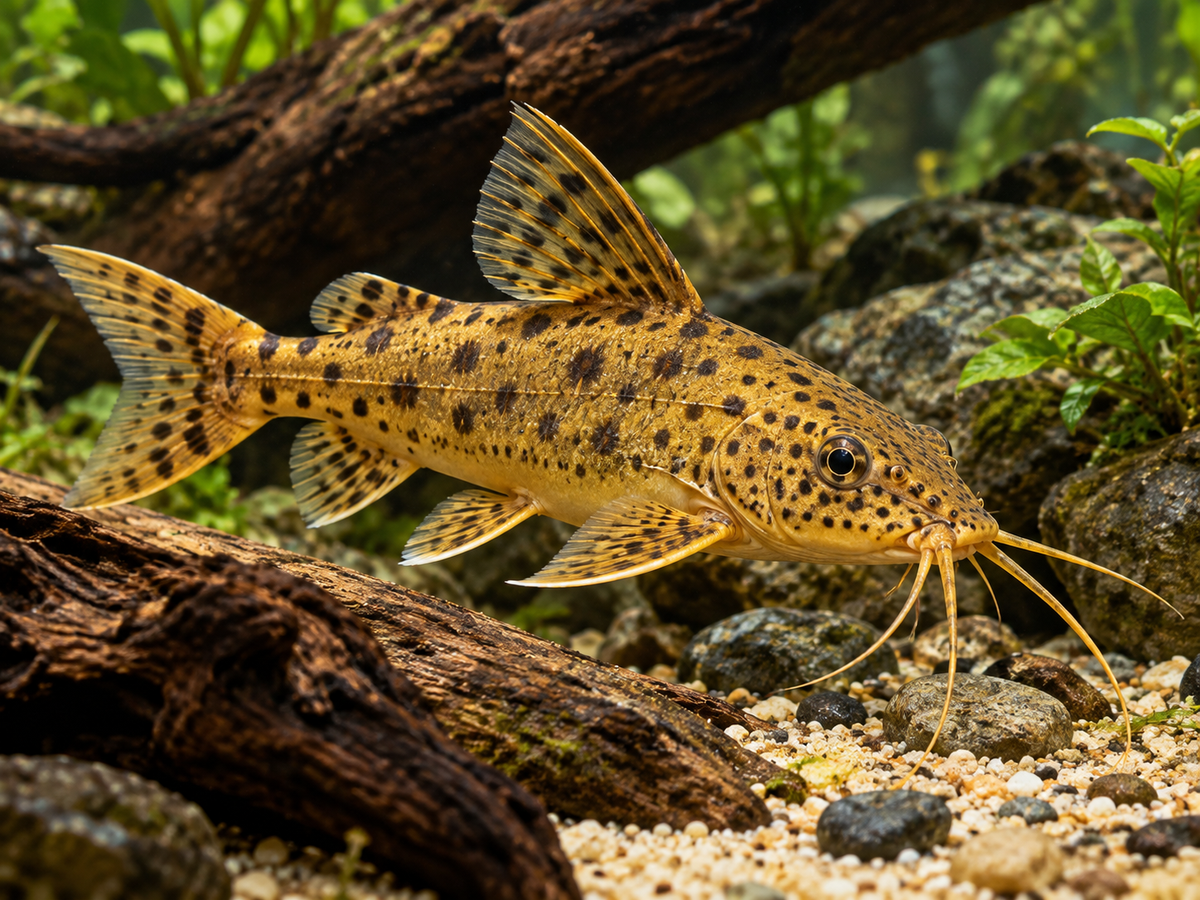 Illustrative golden spotted Synodontis; Golden Nigrita supplier colour form pending confirmation