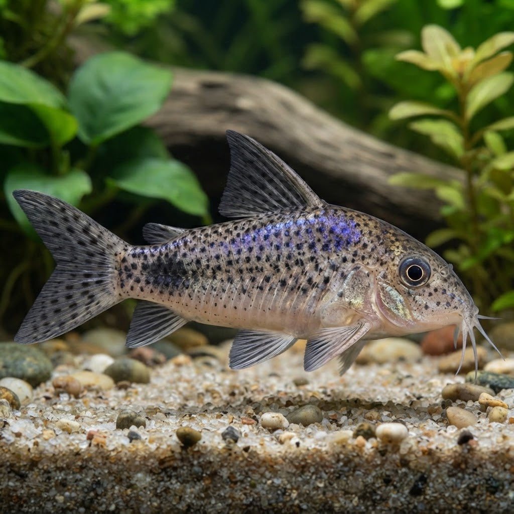 Similis Corydoras — natural planted aquarium illustration